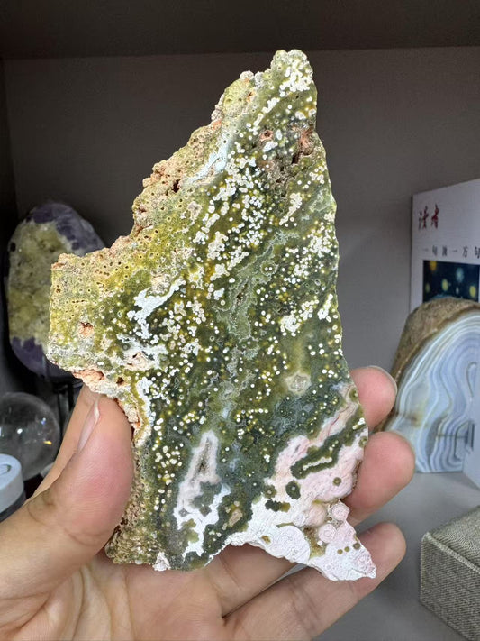 A00133 rare beautiful pin grenn 8th-ocean jasper slab