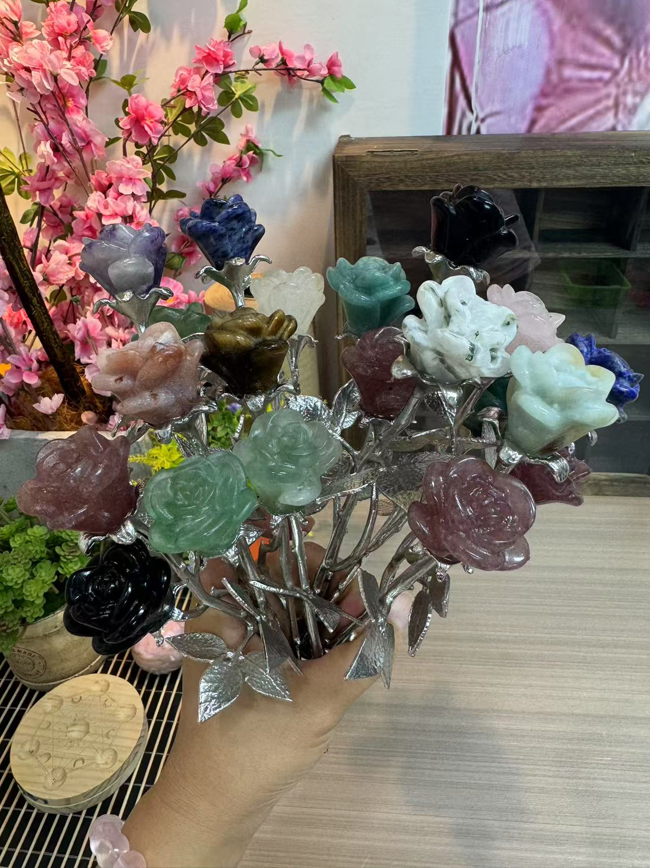 A00138 beautiful festival natural crystal double flower