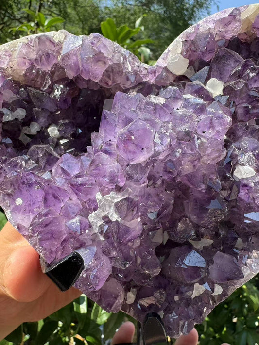 A00141 rare gorgeous dark amethyst mixed calacite come from brazil