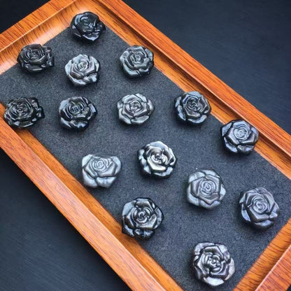 A00147 silver obsidian rose caving