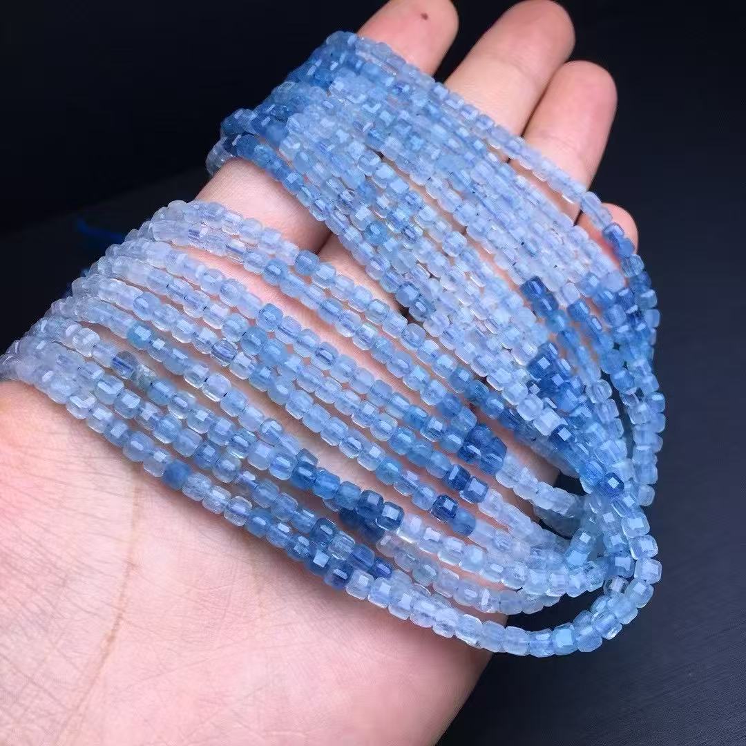 A00149 higher quality aquamarine cube shape long chain