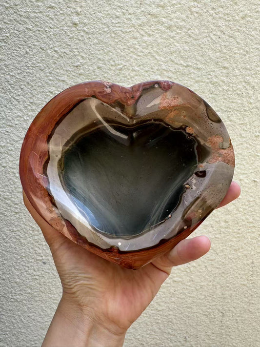 A00161  rare polychrome jasper heart  bowl