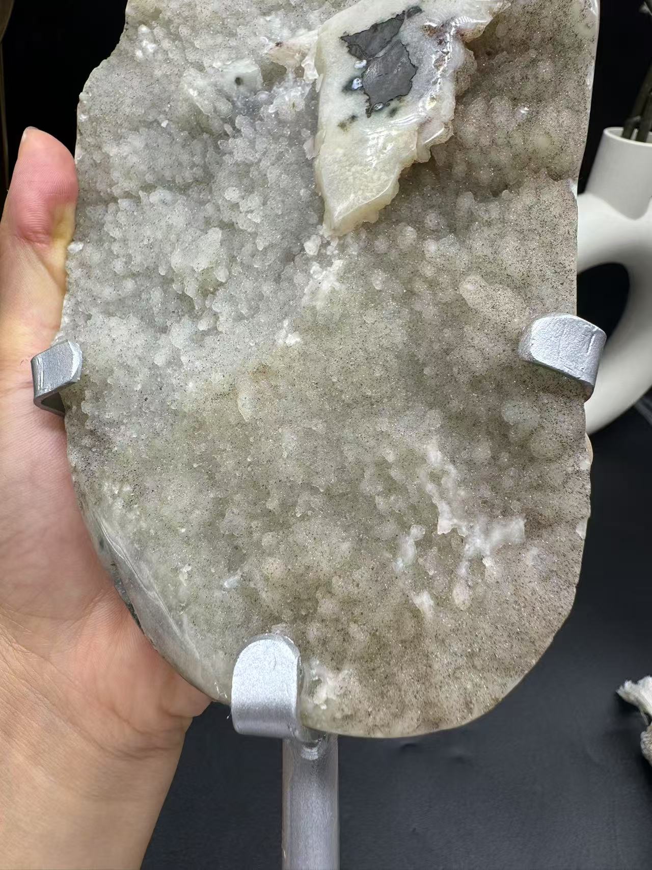 A00168  Rare highist quality white candy druzy(meteor shower shape) amethyst freefrom from brazil