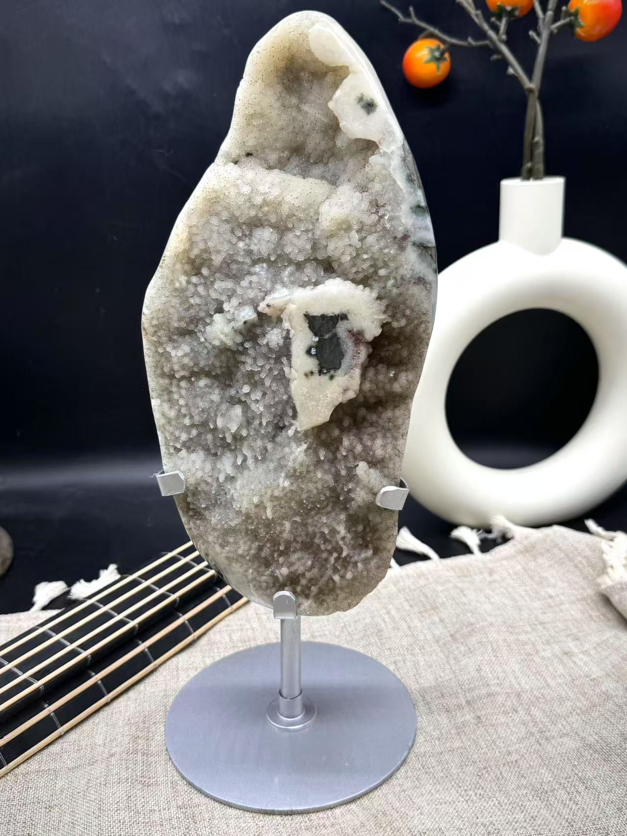 A00168  Rare highist quality white candy druzy(meteor shower shape) amethyst freefrom from brazil