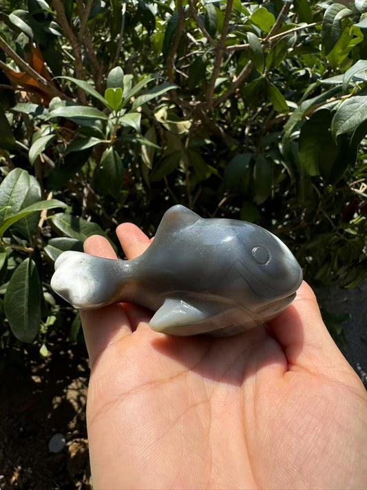 A00173 VERY beautiful  oca agate whale animal carving  with good painting