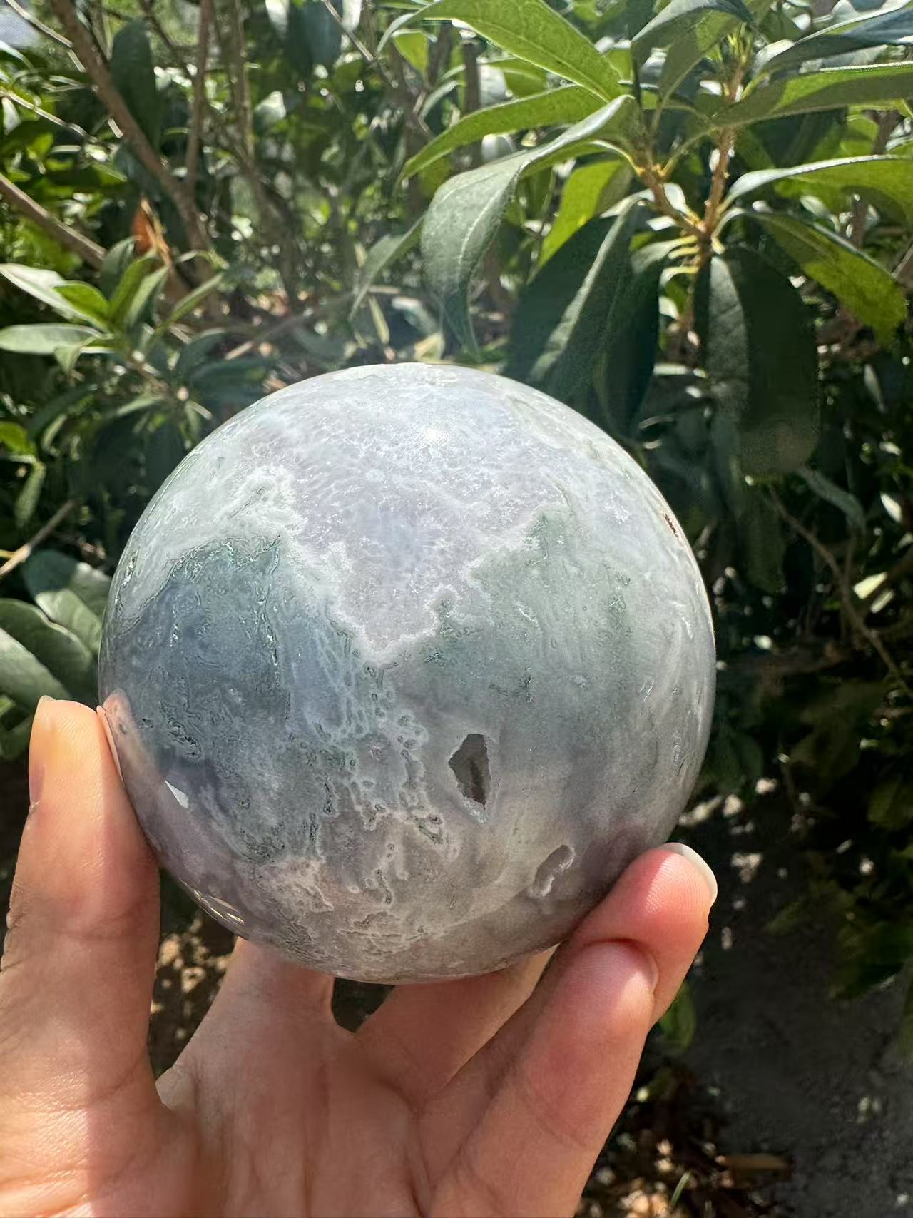 A00174 rare natural VERY beautiful druzy elegant blue and green moss agate xl sphere