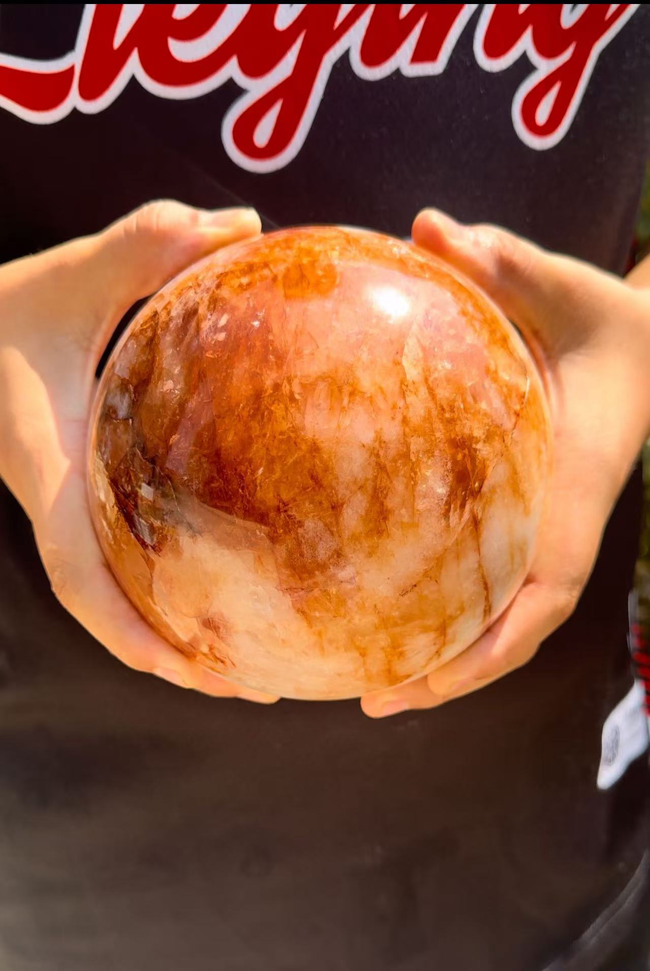 A00175 rare natural high quality fire quartz xxl sphere