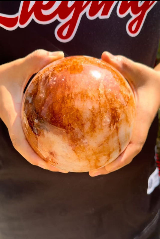 A00175 rare natural high quality fire quartz xxl sphere