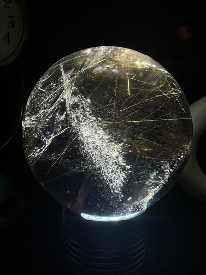 A00180 Rare natural highest dark smoky quartz with golden rutailated inside amazing rainbow