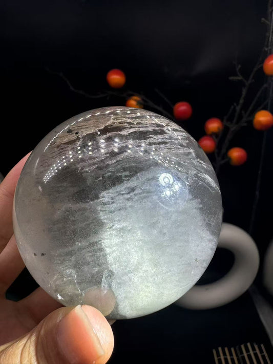 A00186  Rare natural powerful phantom garden mountain sphere with rainbow