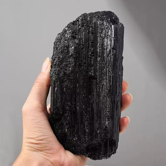 A00196 Natural black tourmaline large raw stone piece - Crystal raw material teaching specimen
