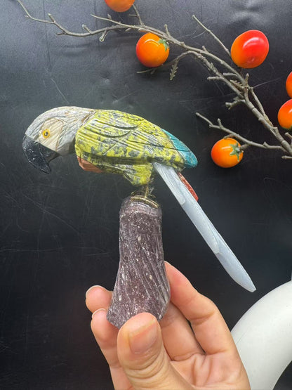 A00200  natural stone beautiful parrot bird carving saponite material