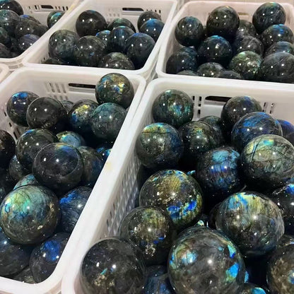 A00215 Rare natural highest quality blue and sun flash labradorite sphere home decoration