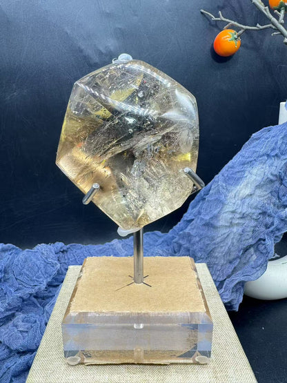 A00226 Rare natural highest quality rainbow citrine  smokey freeform with hematite inside