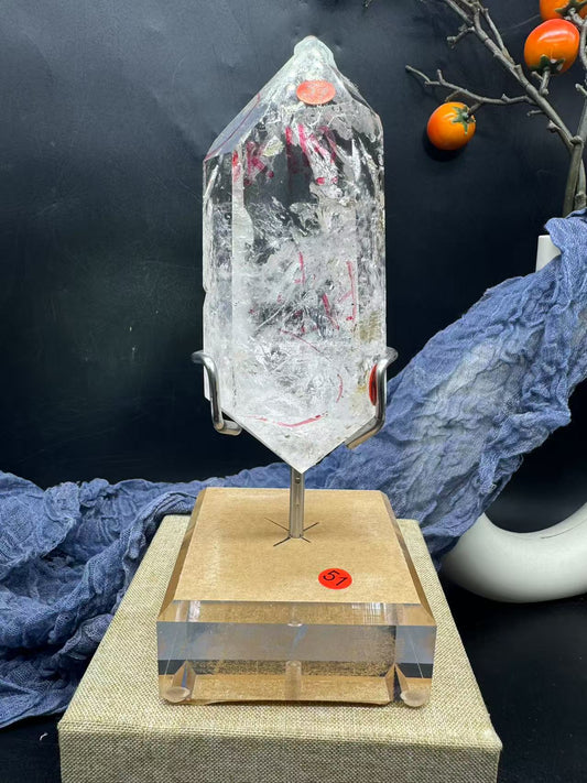 A00230 Rare natural highest quality transparent enhydro bubble with dentric tree inside DT tower