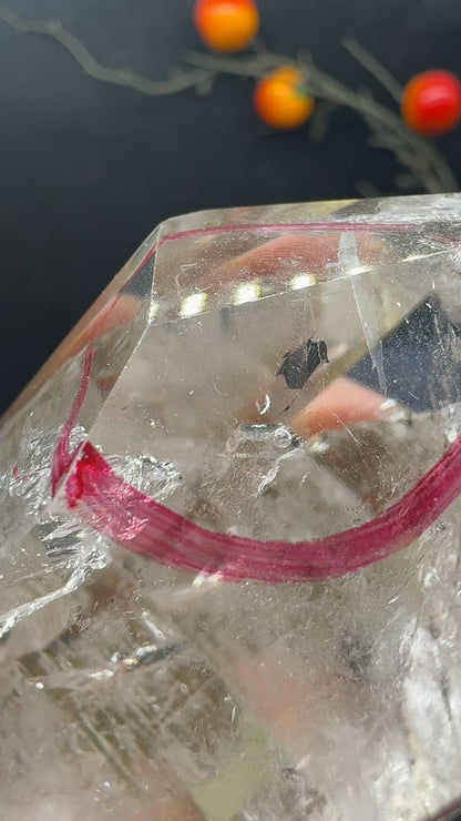 A00230 Rare natural highest quality transparent enhydro bubble with dentric tree inside DT tower