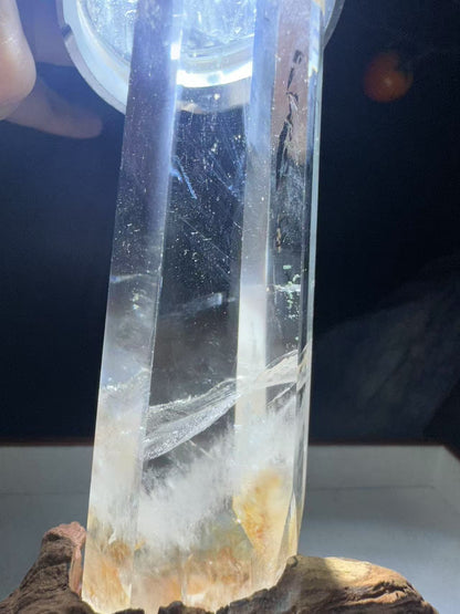 A00240 Rare natural highest quality blue needle transparent clear quartz tower with good shape
