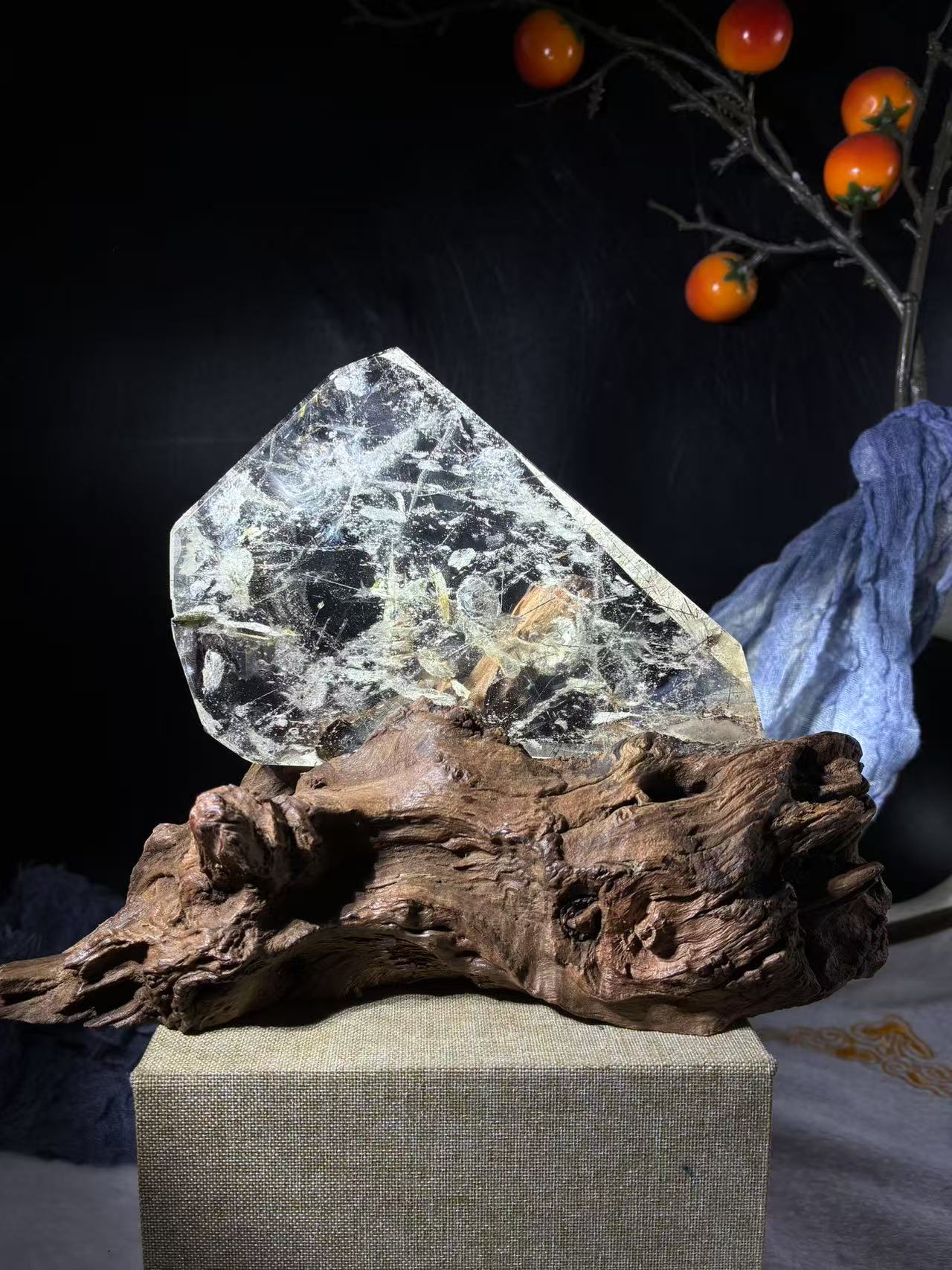 A00245 Rare natural highest quality mica plat  money bag  and black tourmaline black rutilated
