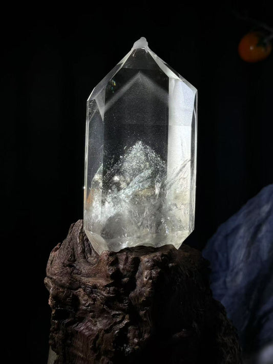 A00247 Rare natural highest quality white double phantom mountain garden quartz with beautiful rainbow