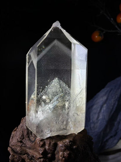 A00247 Rare natural highest quality white double phantom mountain garden quartz with beautiful rainbow