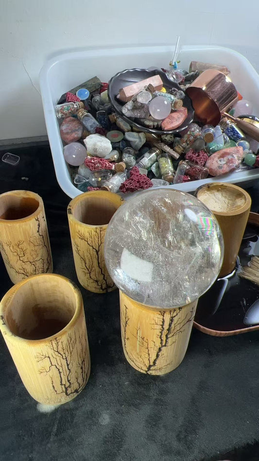 live sale 13 pcs bamboo cap for crystal&Curiosities