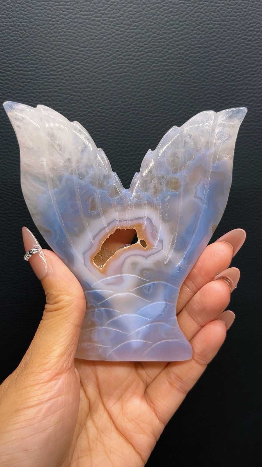 5A 160G Natural Fish tail Agate Crystal Hand-Carved MERMAID tail druzy agate pc