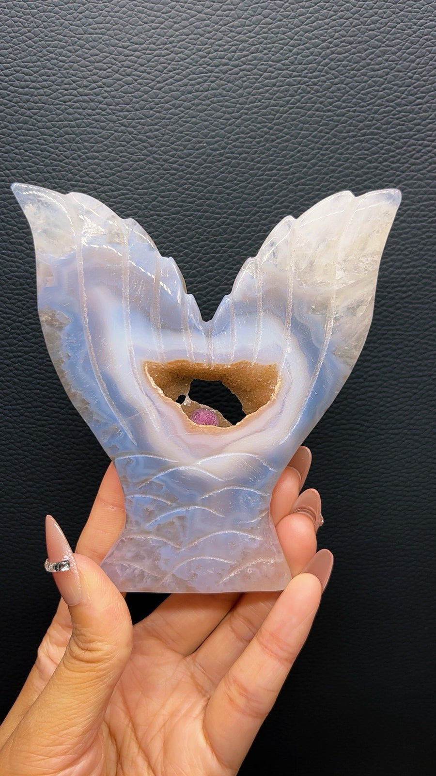 5A 160G Natural Fish tail Agate Crystal Hand-Carved MERMAID tail druzy agate pc