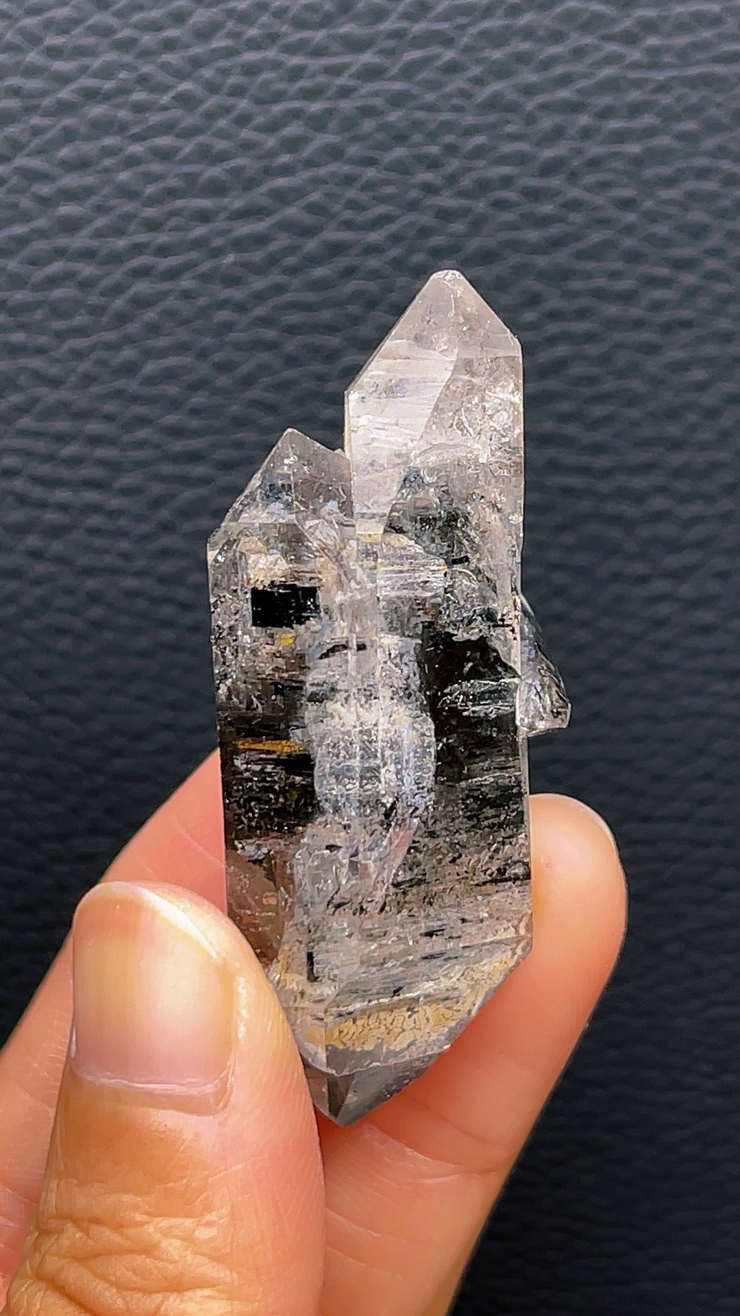 5A 28G Natural CATHEDRAL GOTHIC ARTIST HERKIMER BLACK Double Point SPECIMEN