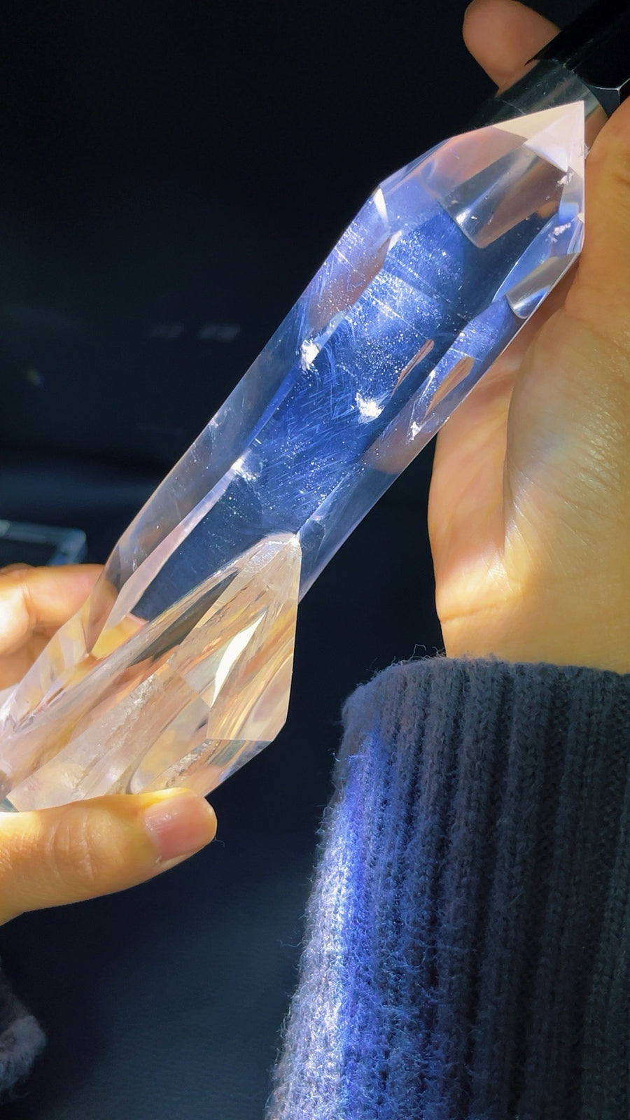5A 750G Natural transparent quartz double pointed stele crystal energy tower