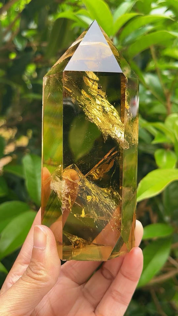 5A 400G Quartz in quartz phanto Citrine obelisk energy column Reiki healing