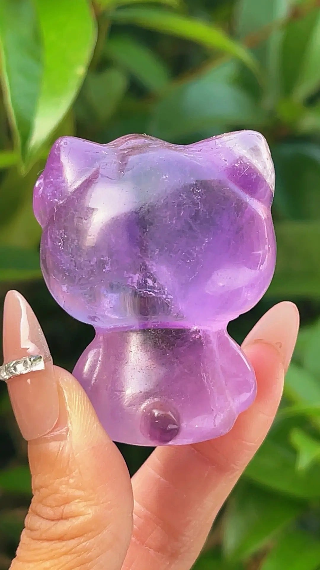 5A  140G   Handmade Carved crystal amethyst KT cat statue animal figurine desk