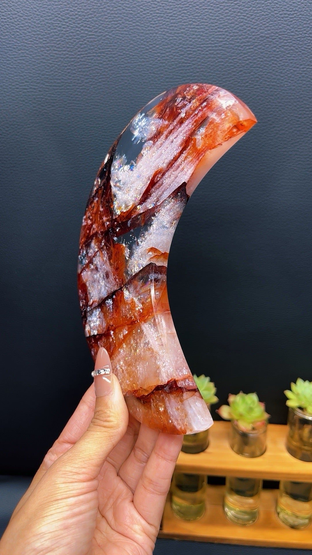 5A  300G natural Stunning amazing rainbow  Fire quartz  moon healing reiki