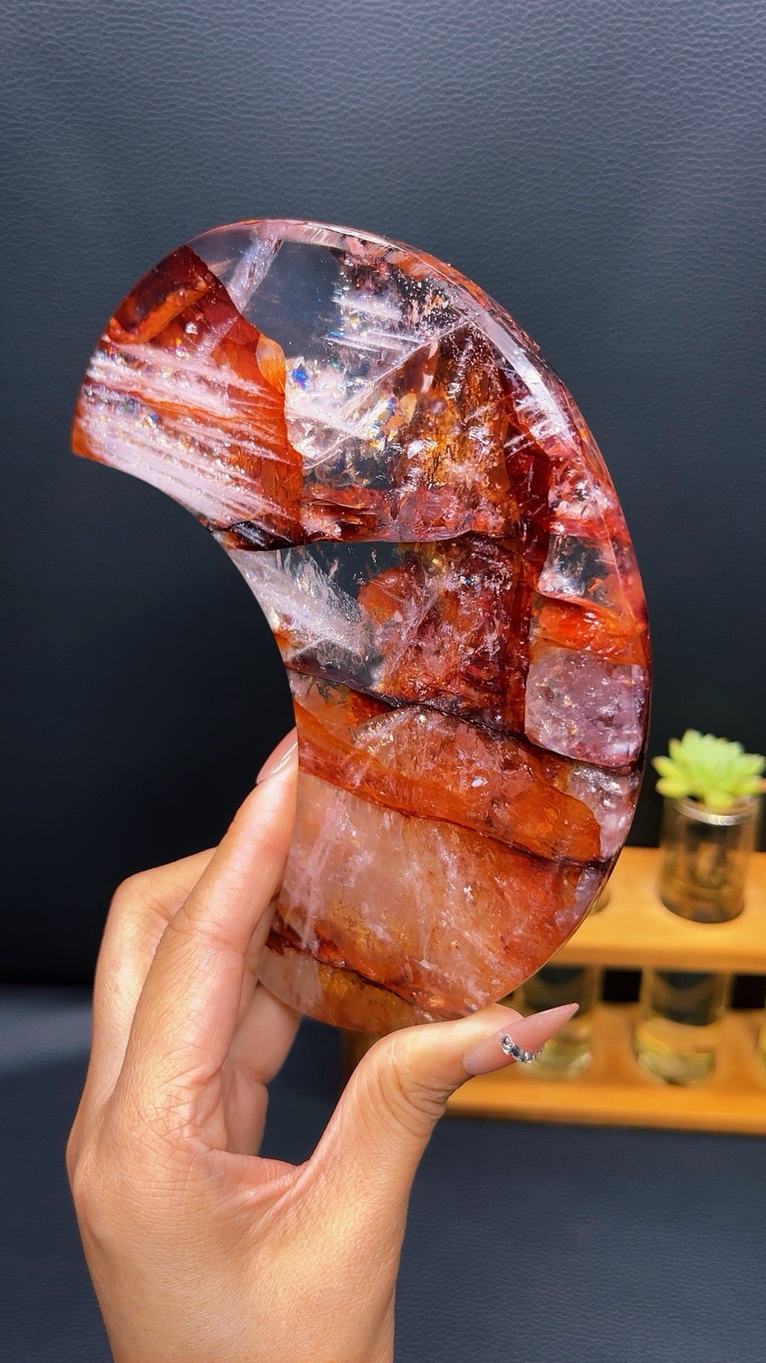 5A  300G natural Stunning amazing rainbow  Fire quartz  moon healing reiki