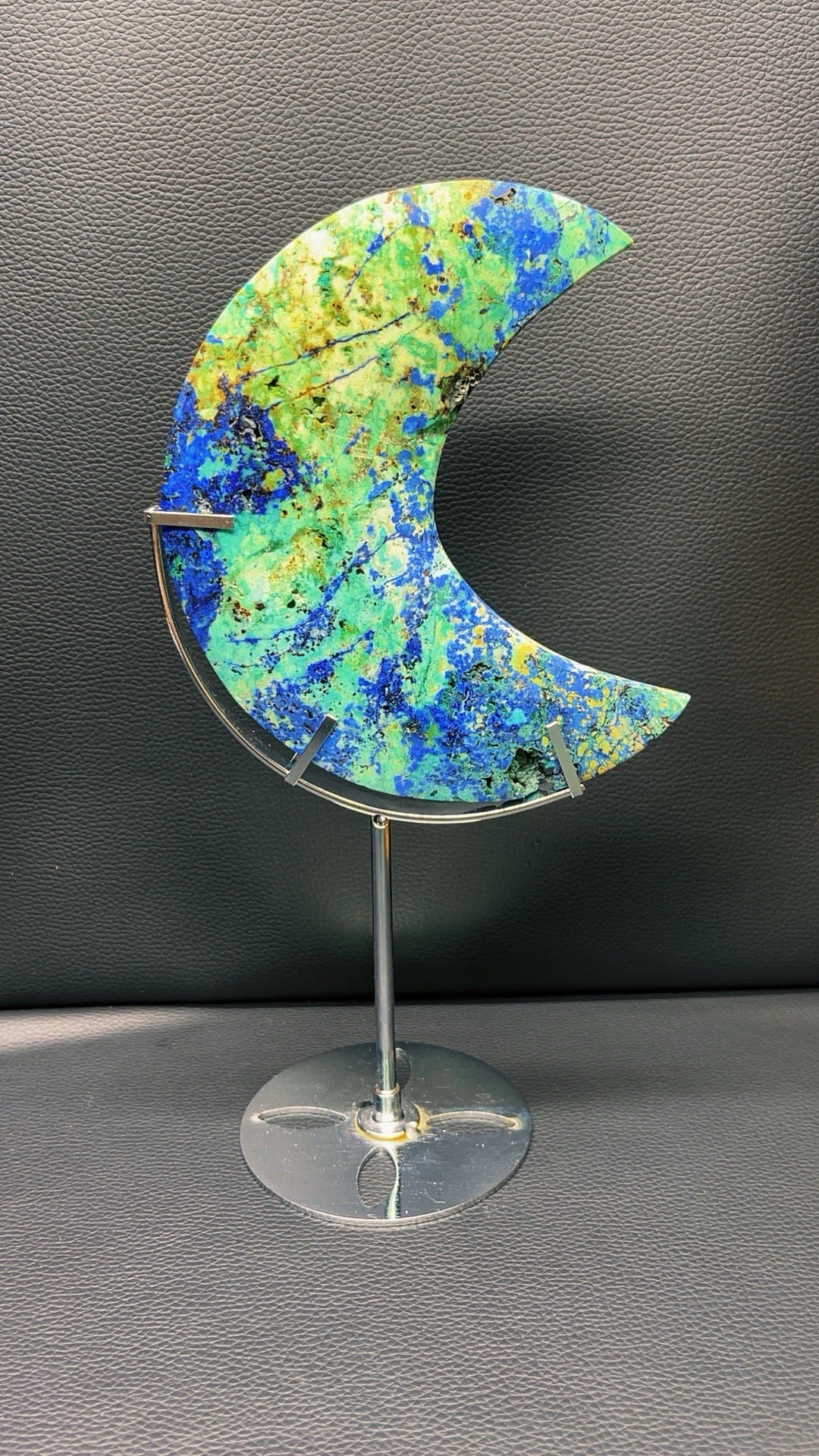 5A  300G NATURAL BLUE  Azurite in malachite moon collection unique tree banding