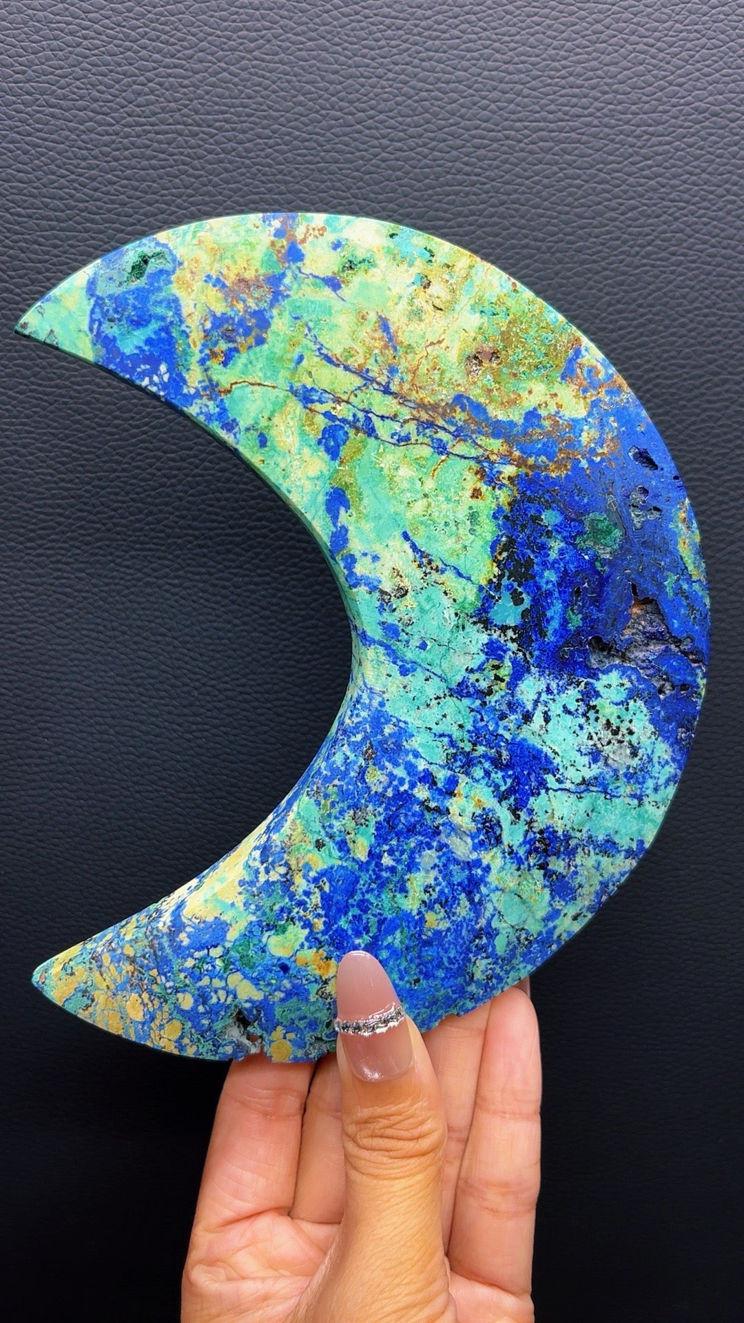 5A  300G NATURAL BLUE  Azurite in malachite moon collection unique tree banding