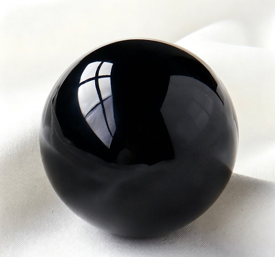 Nartural black obsidian sphere pure solid stone office crafts healing wholesale