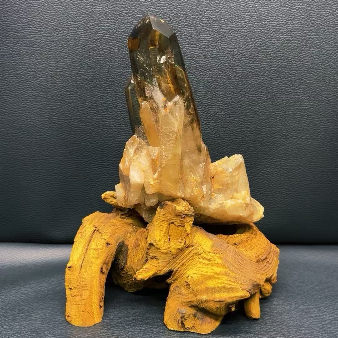 5A 1100G   Natural Citrine Phantom Quartz  Cluster