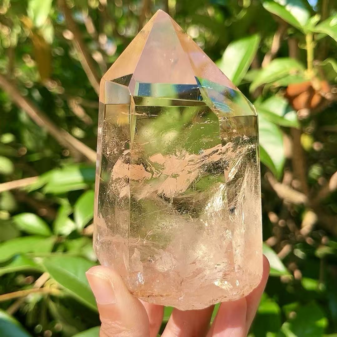 5A 580G  Super Clear Flashy Smoky Quartz Crystal Point Decor