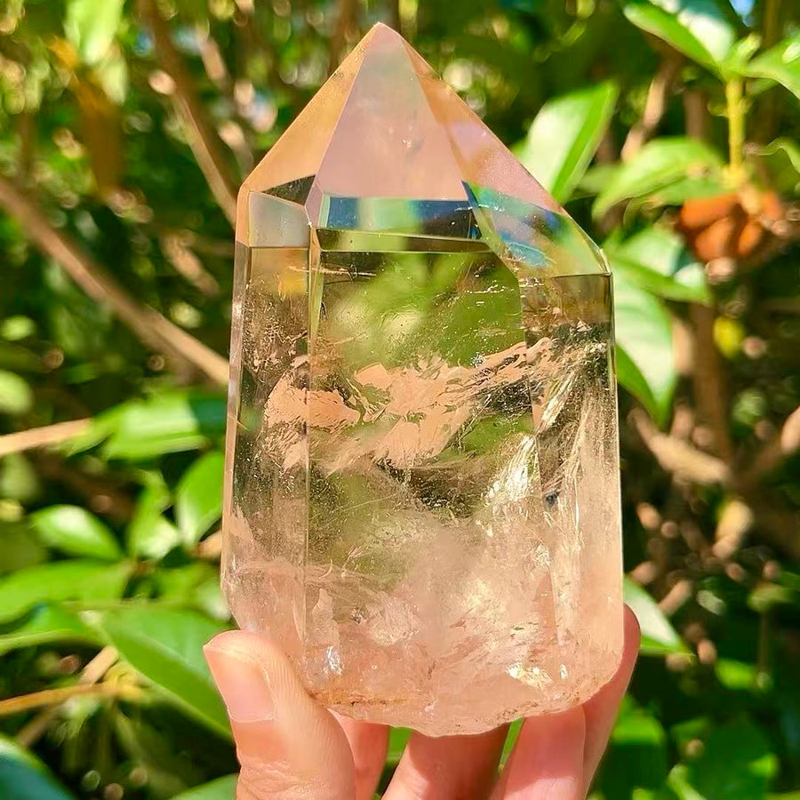 5A 580G  Super Clear Flashy Smoky Quartz Crystal Point Decor