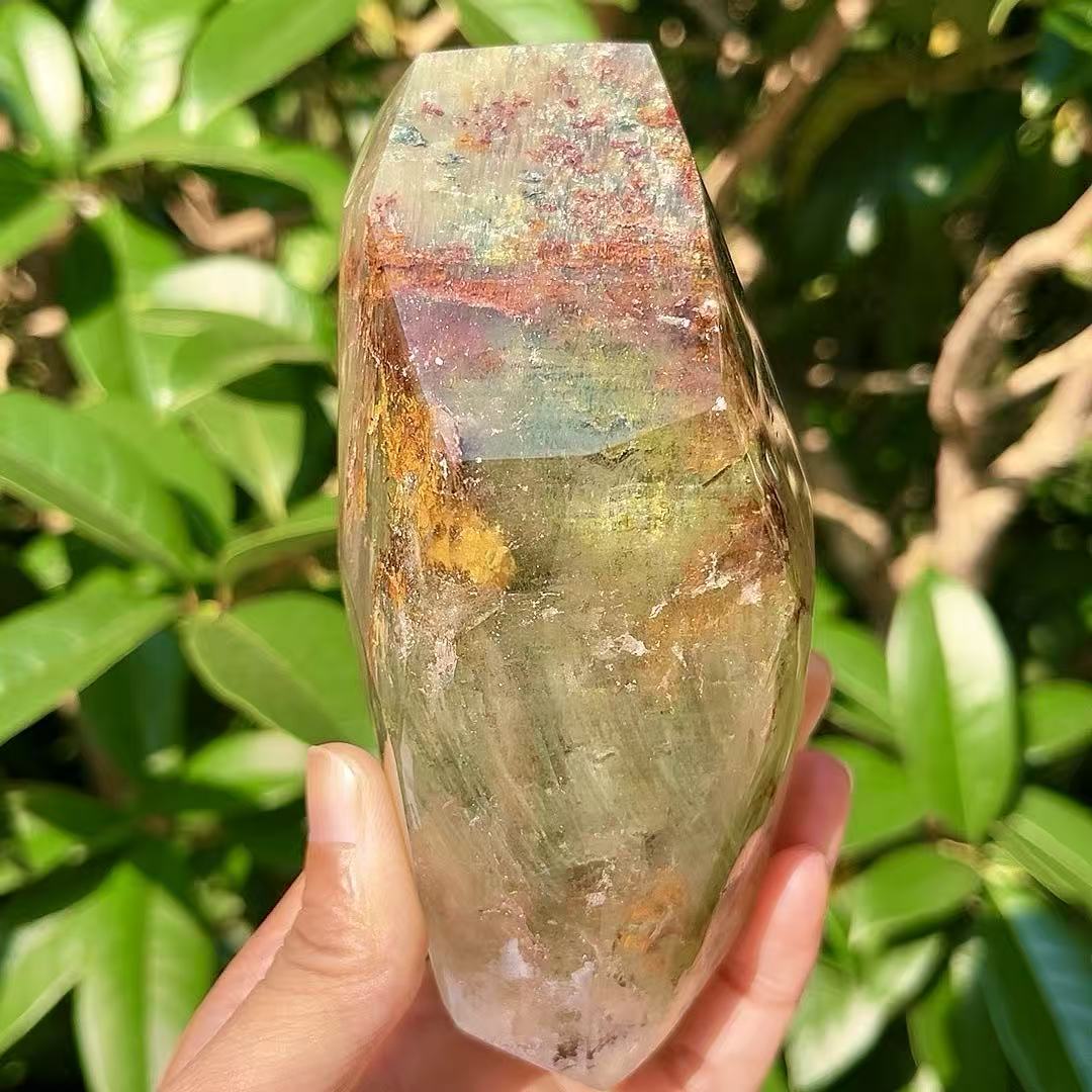 5A 270G  Freeform Natural Green Phantom Quartz Decor Ornament