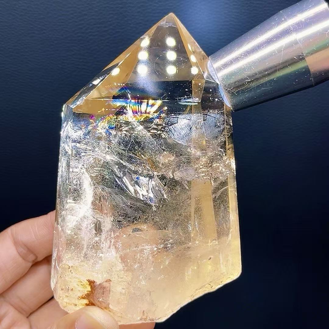 5A 580G  Super Clear Flashy Smoky Quartz Crystal Point Decor