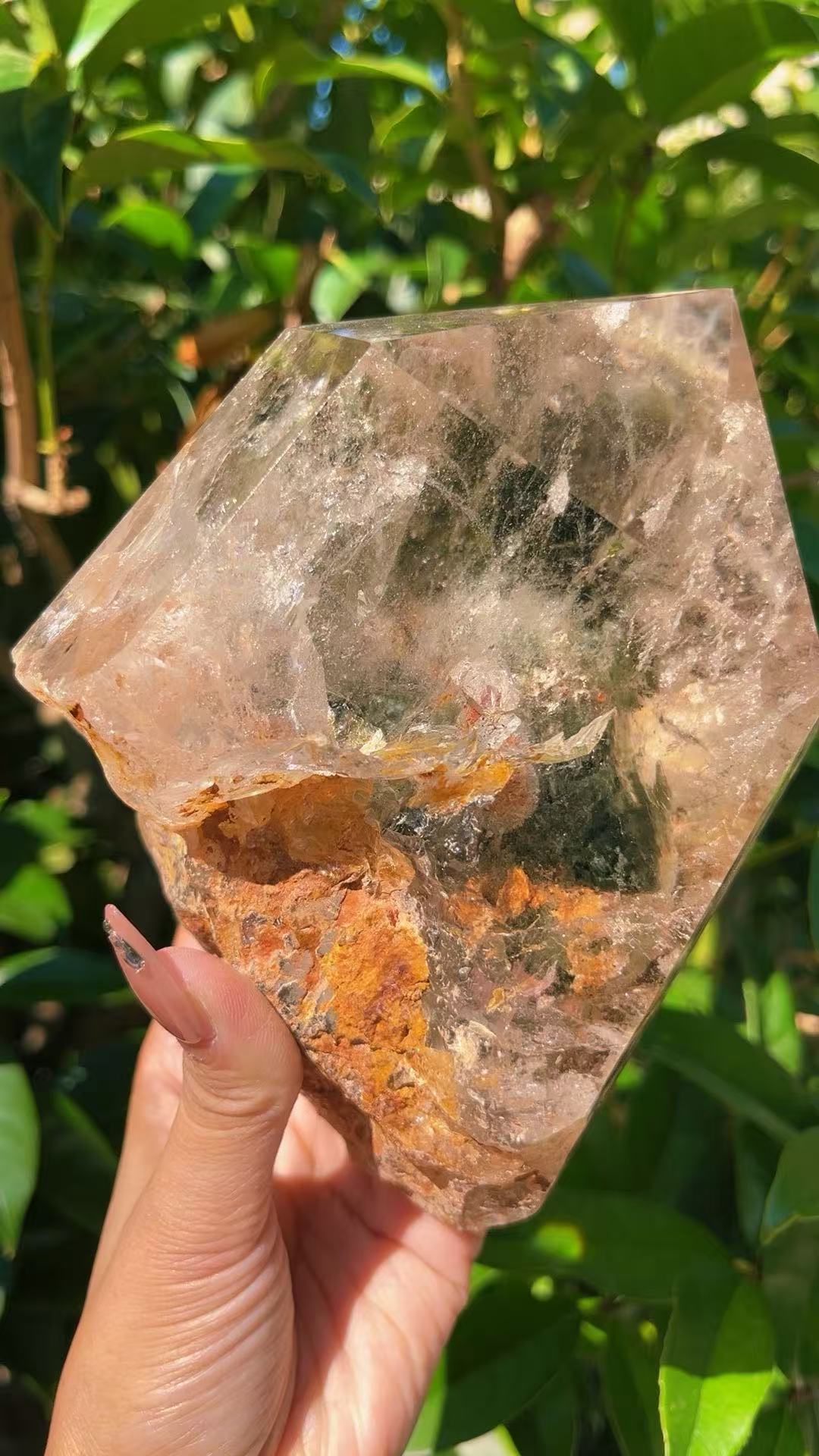 5A  1400G  Natural icy clear phantom quartz ornament