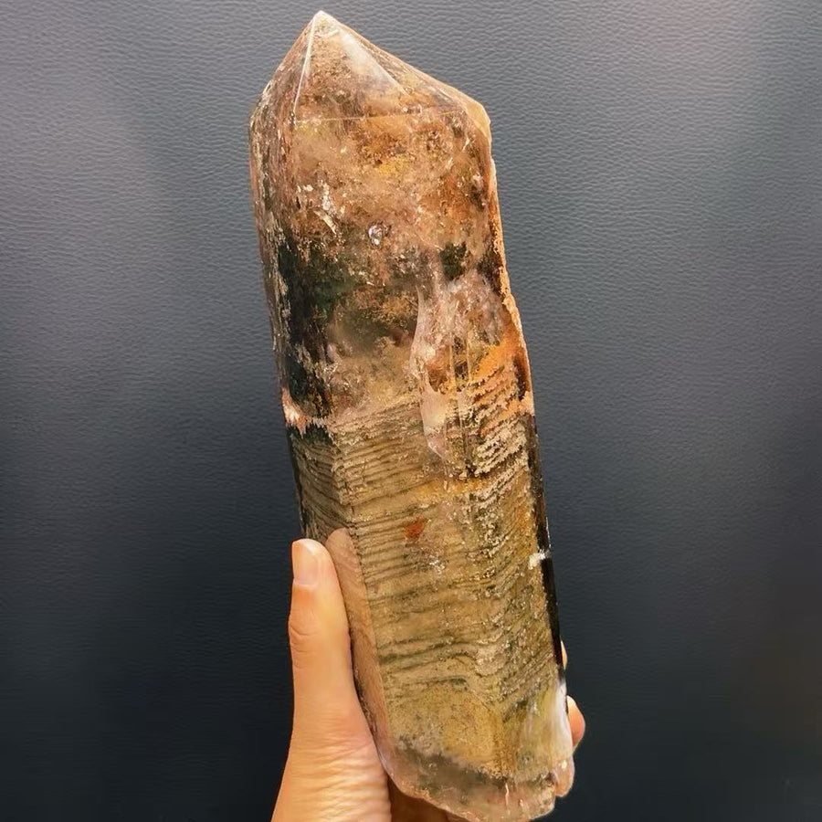 5A 2220G  Natural  Multicolor Phantom Crytal Point