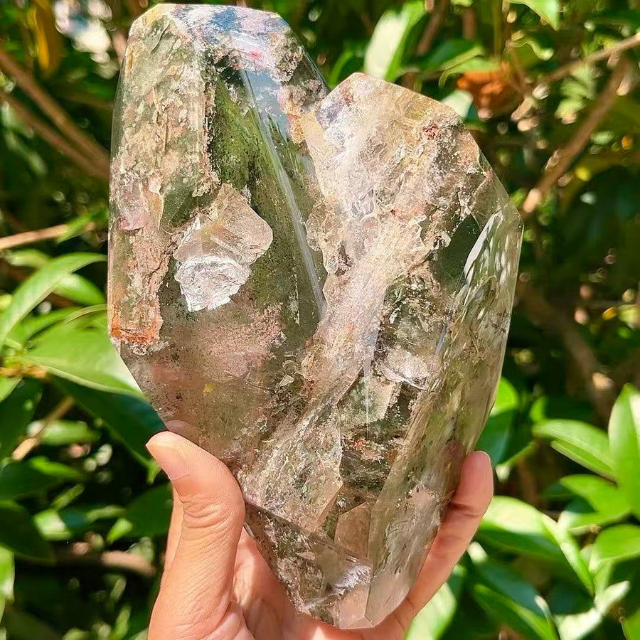 5A 1820G   Multi-color Phantom Quartz Crystal Point Ornament
