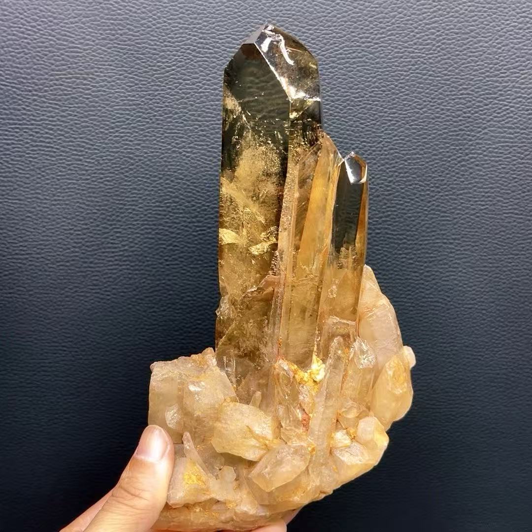 5A 1100G   Natural Citrine Phantom Quartz  Cluster