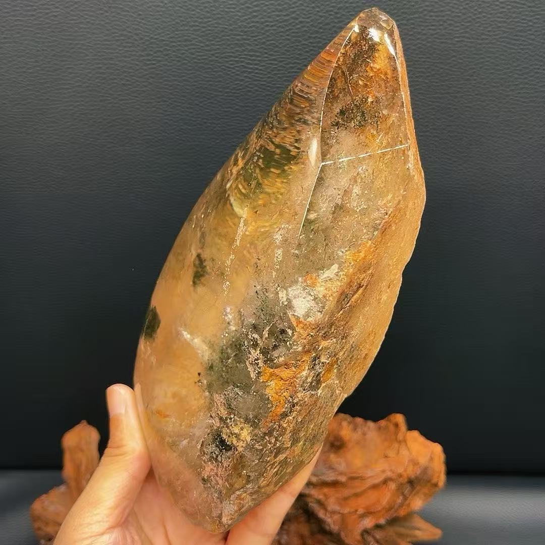 5A1820G     Premium Sparkly Clear Multi-Color Phantom Quartz Ornament