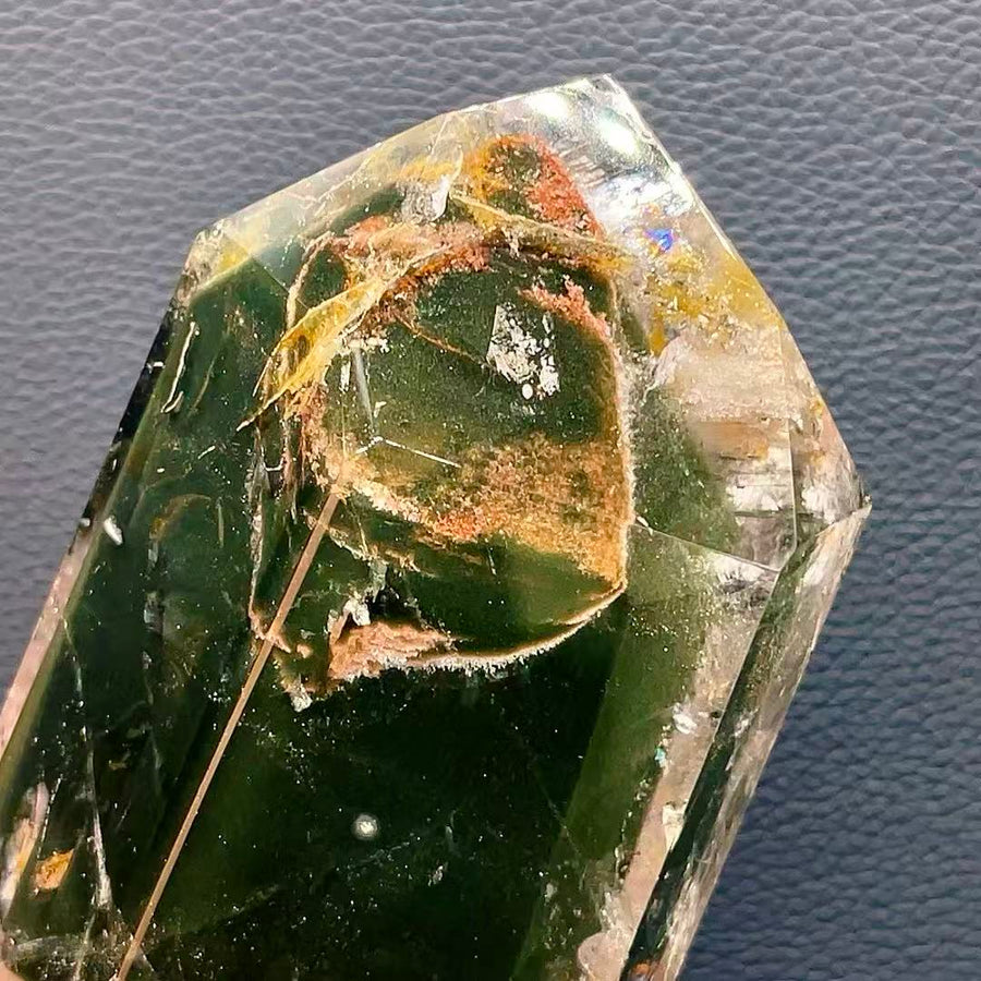 5A980G   Gorgeous Natural Polished Green Phantom Quartz Crystal Point