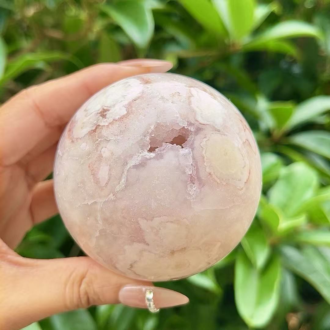 5A 400G  Cherry Blossom Agate Sphere