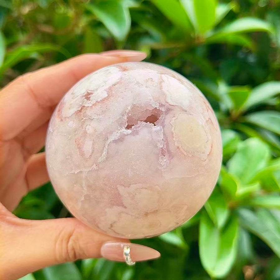 5A 400G  Cherry Blossom Agate Sphere