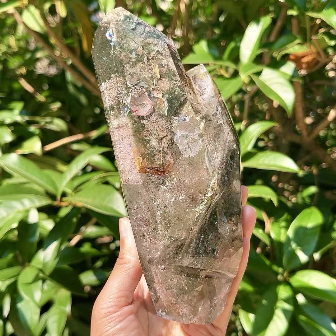 5A 1820G   Multi-color Phantom Quartz Crystal Point Ornament
